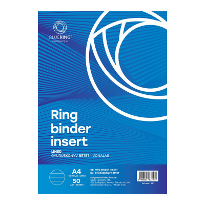 Gyűrűskönyv betét A4, 50lap Bluering® vonalas Gyűrűskönyv betét A4, 50lap Bluering® vonalas