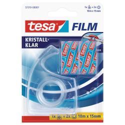 Ragasztószalag 15mmx10m irodai 2 db víztiszta szalag+adagoló 57319 Crystal Clear Tesa Ragasztószalag Tesa