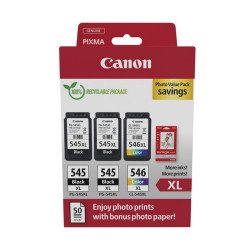 Canon 2x PG545XL + CL546XL tintapatron + fotópapír multipack ORIGINAL Tintapatron original Canon