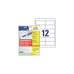 Etikett címke, 97x42,3mm, univerzális, 65 lap, 12 címke/lap Avery, fehér Etikett - címke Avery
