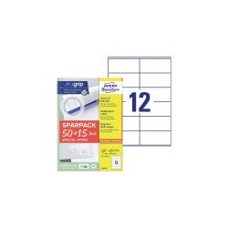 Etikett címke, 105x48mm, univerzális, 65 lap, 12 címke/lap Avery, fehér Etikett - címke Avery