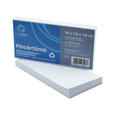 Pincértömb vonalas újrahasznosított 14x7,2x1,5 cm, ragasztott Bluering® Pincértömb vonalas újrahasznosított 14x7,2x1,5 cm, ragasztott Bluering®