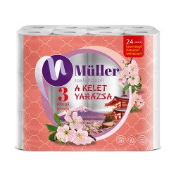 Toalettpapír 3 rétegű kistekercses 100% cellulóz 24 tekercs/csomag Kelet Varázsa Müller fehér Toalettpapírok Müller