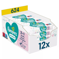 Nedves törlőkendő 12 x 52 lap/doboz Pampers Sensitive Nedves törlőkendők Egyéb