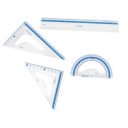 Vonalzókészlet, 20 cm, vonalzó, szögmérő, 45° és 60° háromszög vonalzók 4 db/bliszter Keyroad