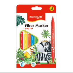 Rostirón, filctoll készlet 2 mm/4 mm kétvégű 12 db/bliszter Keyroad Duo Tip vegyes színek Filctoll Keyroad
