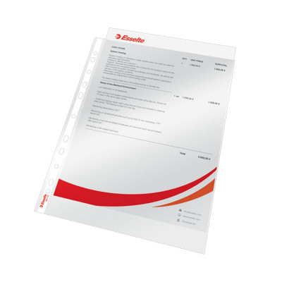 Genotherm lefűzhető A4, 75 micron víztiszta 56113 Esselte Luxus 100 db/csom Genotherm lefűzhető A4, 75 micron víztiszta 56113 Esselte Luxus 100 db/csom