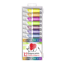 Tempera színes 12x12ml, Süni Ico 12 neon színek Tempera Ico