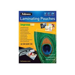 Lamináló fólia, A5, 100 mikron, fényes, 100 db/doboz, Kötészeti kellék Fellowes