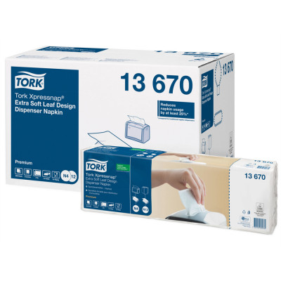 Szalvéta adagolóba 500 lap/csomag 8 csomag/karton fehér levélmintás Extra Soft Xpressnap® Tork_13670