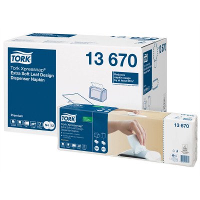 Szalvéta adagolóba 500 lap/csomag 8 csomag/karton fehér levélmintás Extra Soft Xpressnap® Tork_13670