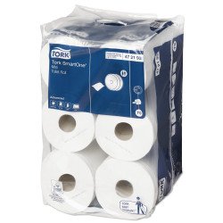 Toalettpapír 2 rétegű közületi átmérő: 14,9 cm 12 tekercs/karton laponkénti adagolású Mini Smart One® Tork_472193 fehér Toalettpapírok TORK