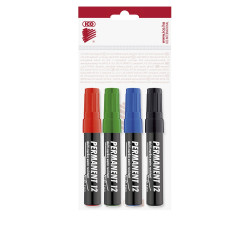 Alkoholos marker készlet, 1-4mm, vágott hegyű, Ico 12, 4 klf.szín Permanent marker Ico