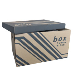 Archiváló konténer karton doboz fedeles 52x35x30cm, külön záródó levehető fedéllel Fornax Archiválás Fornax