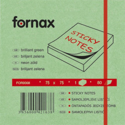 Jegyzettömb öntapadó, 75x75mm, 80lap, Fornax neon zöld Öntapadó jegyzettömb Fornax