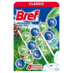 WC illatosító golyós 3 x 50 g Bref Power Aktiv Pine Forest Toalett tisztító, WC illatosító Bref