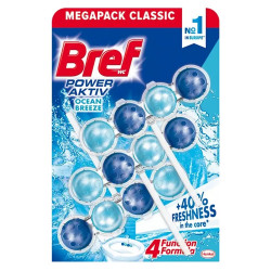 WC illatosító golyós 3 x 50 g Power Aktiv Bref Ocean Breeze Toalett tisztító, WC illatosító Bref