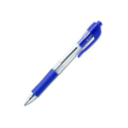 Golyóstoll 0,7mm, nyomógombos, gumírozott fogórész, kék átlátszó test, Bluering® R2, írásszín kék Golyóstoll Bluering