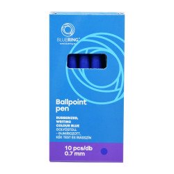 Golyóstoll 0,7mm, nyomógombos, gumírozott fogórész, kék átlátszó test, Bluering® R2, írásszín kék Golyóstoll Bluering