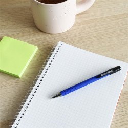 Golyóstoll nyomógombos, gumírozott kék test, Bluering® X6, írásszín kék Golyóstoll Bluering