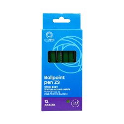 Golyóstoll 0,8mm, nyomógombos műanyag zöld test, Bluering® Z3, írásszín zöld Golyóstoll Bluering