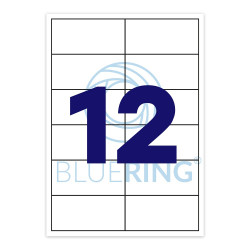 Etikett címke, 105x48mm, 100 lap, 12 címke/lap Bluering® Etikett - címke Bluering