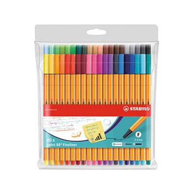 Rostirón, tűfilc készlet, 0,4mm, 8840 Stabilo Point 88, 40 klf. szín Rostirón, tűfilc készlet, 0,4mm, 8840 Stabilo Point 88, 40 klf. szín