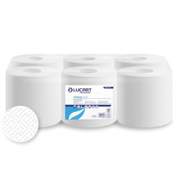 Kéztörlő 2 rétegű tekercses átmérő: 18 cm 100 % cellulóz 6 tekercs/karton 130 A Strong Lucart _861086J hófehér Papírtörlők Lucart