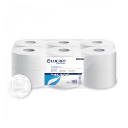 Toalettpapír 2 rétegű közületi átmérő: 19 cm 100 % cellulóz 12 tekercs/karton 19 J Strong Lucart_812202J hófehér Toalettpapírok Lucart