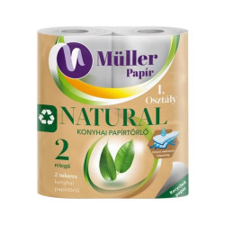Háztartási papírtörlő kéztörlő 2 rétegű 2 tekercs/csomag Natural fehérített Papírtörlők Müller