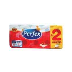 Toalettpapír 3 rétegű 100% cellulóz 120 lap/tekercs 8 + 2 tekercs/csomag Boni Perfex Toalettpapírok Perfex