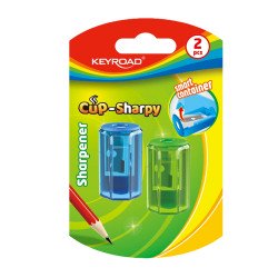 Hegyező 1 lyukú tartályos 2 db/bliszter Keyroad Cup Sharpy vegyes színek Hegyező Keyroad