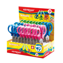 Olló 13 cm tompa fejű 20 db/display Keyroad Soft Grip vegyes színek Ollók, kések Keyroad