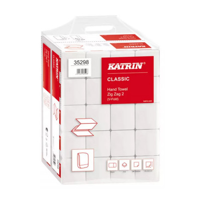 Kéztörlő 2 rétegű Z hajtogatású 200 lap/csomag 20 csomag/karton Classic Handy Pack Katrin_35298 fehérített