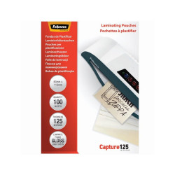 Lamináló fólia, 83x113mm, 125 mikron, fényes, 100 db/doboz, Fellowes® Kötészeti kellék Fellowes