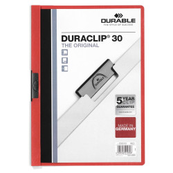 Klip mappa 30lap Durable Duraclip®, piros Gyorsfűző, klip mappa Durable