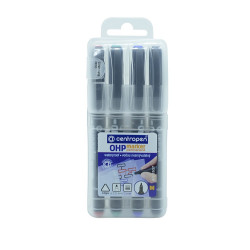 Alkoholos marker készlet, 1mm, M OHP Centropen 2637, 4 klf. szín Permanent marker Centropen