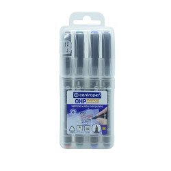 Alkoholos marker készlet, 1mm, M OHP Centropen 2637, 4 klf. szín Permanent marker Centropen