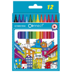 Rostirón, filctoll készlet, Connect kerek test, 12 klf. szín Filctoll Connect