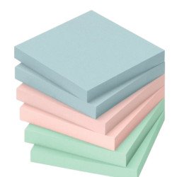 Jegyzettömb öntapadó, 75x75mm, 6 x100lap, Info Notes, pastell mix, kék, zöld, rózsa Öntapadó jegyzettömb Info Notes