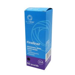 Rostirón, tűfilc vízbázisú, 0,5mm, hatszögletű test, Bluering® fekete Tűfilc Bluering