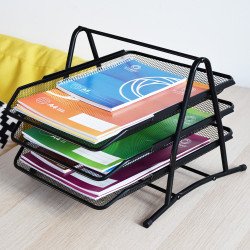 Fémhálós irattálca 3 szintes Bluering® fekete Fémhálós család Bluering