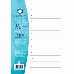 Elválasztólap, színes műanyag 12 részes Bluering® Elválasztó lap Bluering
