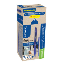 Rollertoll 0,5mm, törölhető Pilot Frixion Clicker GreenPack, 12 toll + 12betét, írásszín kék Rollertoll Pilot