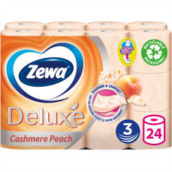 Toalettpapír 3 rétegű kistekercses 100 % cellulóz 24 tekercs/csomag Zewa Deluxe Cashmere Peach Toalettpapírok Zewa