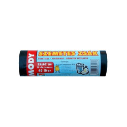 Szemeteszsák 40 liter 55 x 62 cm erősített 20 db/tekercs fekete Szemeteszsák Egyéb