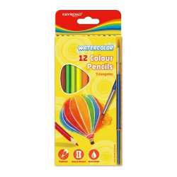 Színes ceruza készlet akvarell, háromszögletű ecsettel Keyroad Aqua Fun 12 klf. szín Színesceruza Keyroad