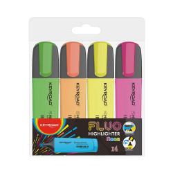 Szövegkiemelő készlet vágott hegyű,lapos test 4 db/bliszter Keyroad Fluo neon színek Szövegkiemelő Keyroad