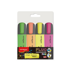 Szövegkiemelő készlet vágott hegyű,lapos test 4 db/bliszter Keyroad Fluo neon színek Szövegkiemelő Keyroad