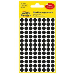 Etikett címke, o8mm, jelölésre, 104 címke/ív, 4 ív/doboz, Avery fekete Etikett - címke Avery